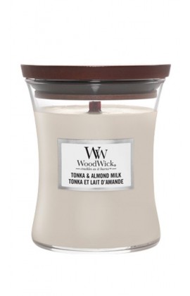 Woodwick Tonka & Almond Milk kis illatgyertya